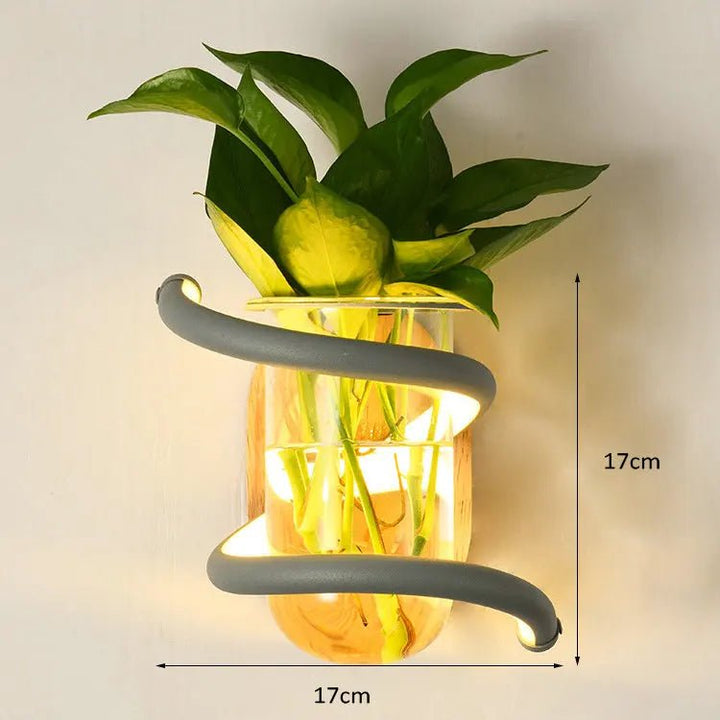 BowLift | VASELUX – Wooden Wall Lamp with Integrated LED & Decorative Vase