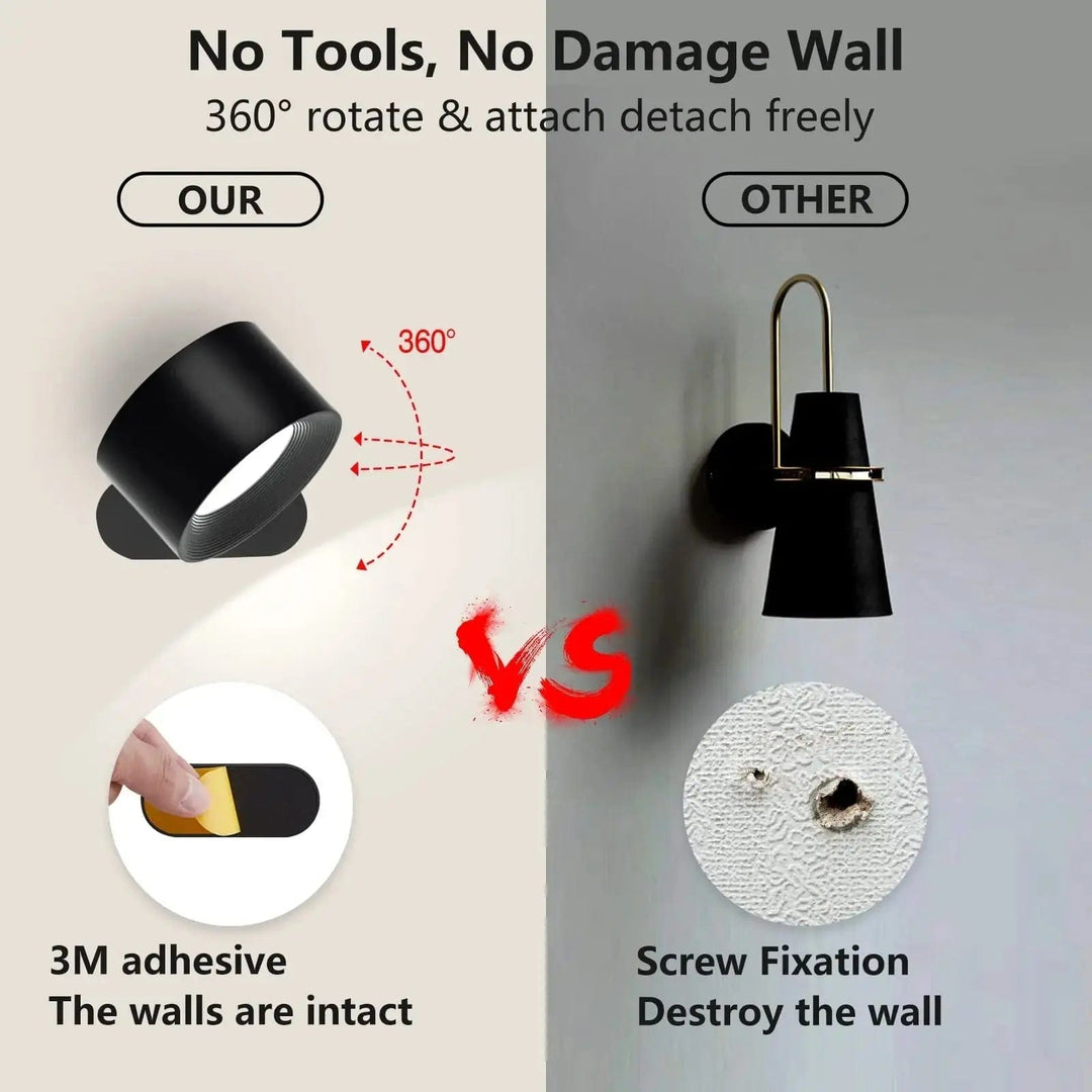 BowLift | Battery Operated Wall Light | Rechargeable, 360° Adjustable & Wireless for Modern Interiors