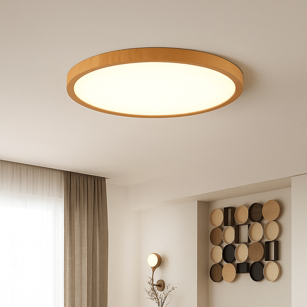 BowLift | LED Ceiling Light | Ultrathin Wood Grain Design, Dustproof & Dimmable for Modern Interiors