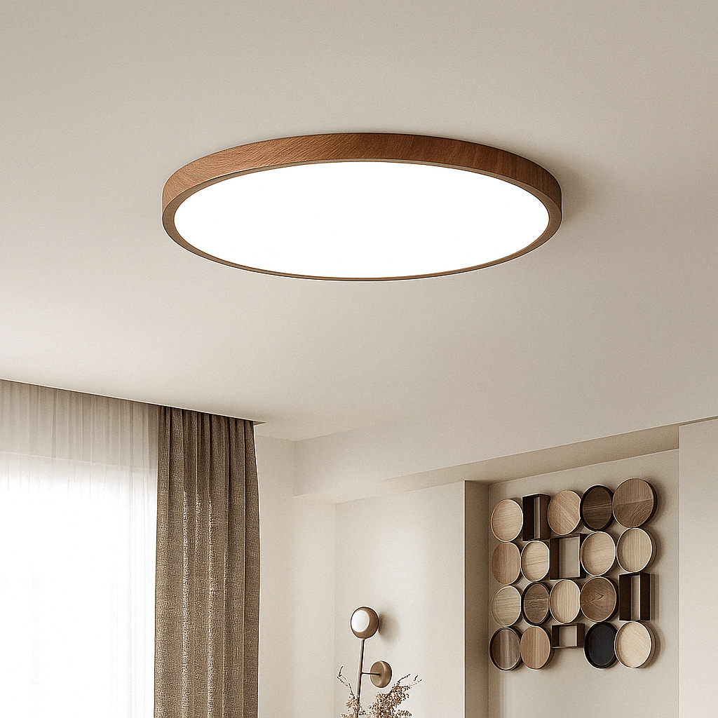 BowLift | LED Ceiling Light | Ultrathin Wood Grain Design, Dustproof & Dimmable for Modern Interiors