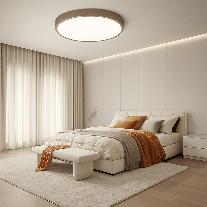 BowLift | LED Ceiling Light | Ultrathin Wood Grain Design, Dustproof & Dimmable for Modern Interiors