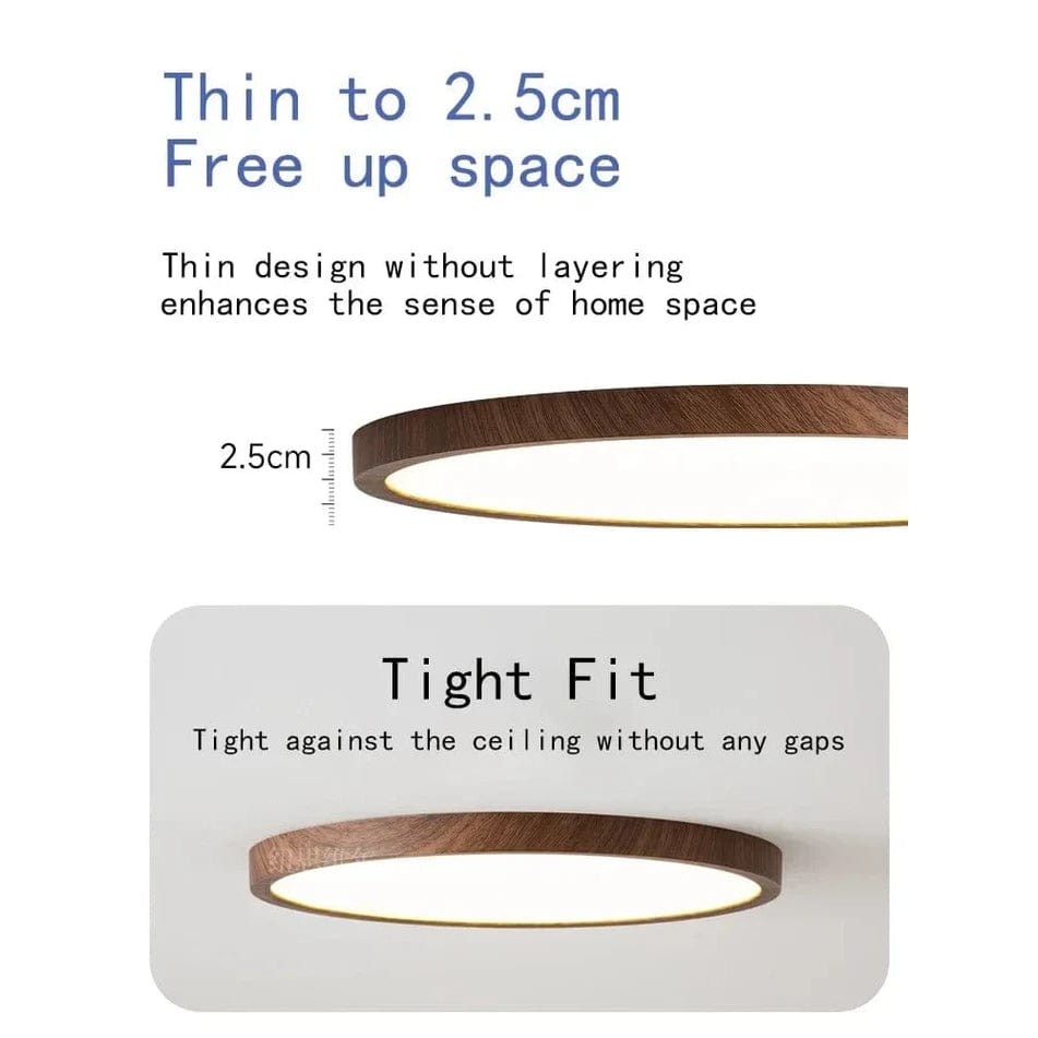 BowLift | LED Ceiling Light | Ultrathin Wood Grain Design, Dustproof & Dimmable for Modern Interiors