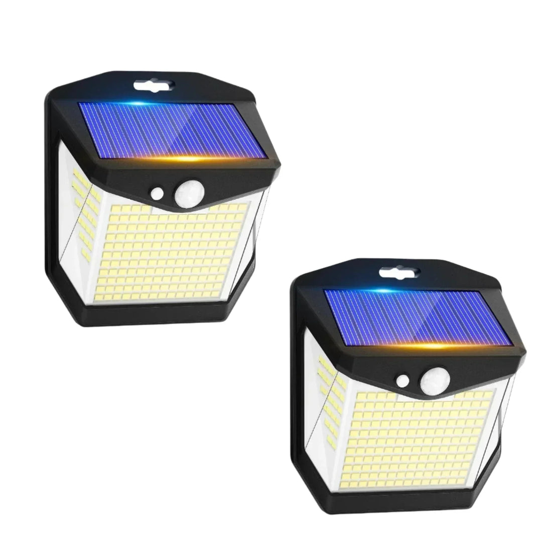 BowLift | 2x Solar LED Wall Light with Motion Sensor | Waterproof, 270° Wide Angle & 3 Modes for Outdoor Security in Gardens and Yards