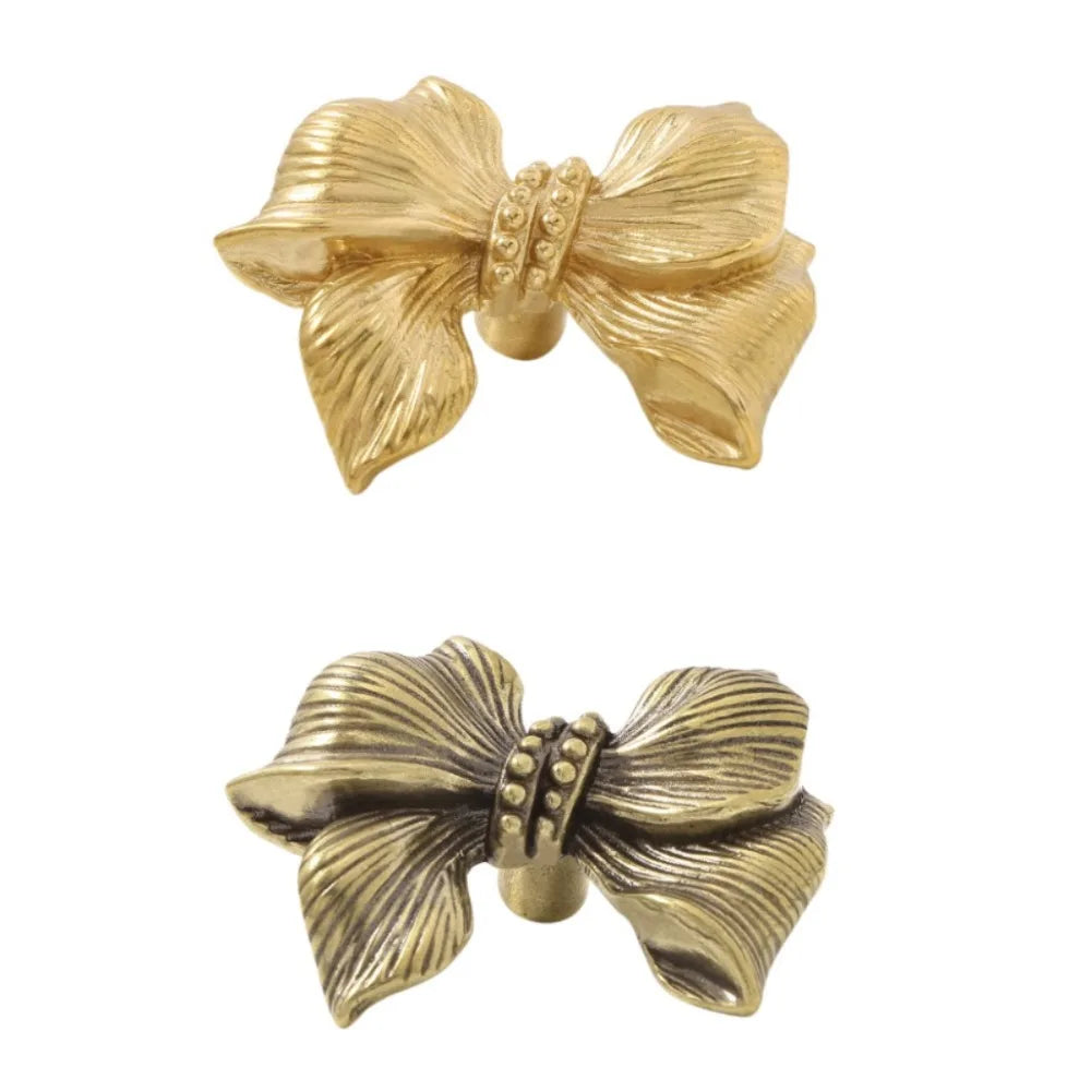 Vintage Bow Tie Cabinet Knobs Retro Brass Single-Hole Drawer Handle | Bowlift