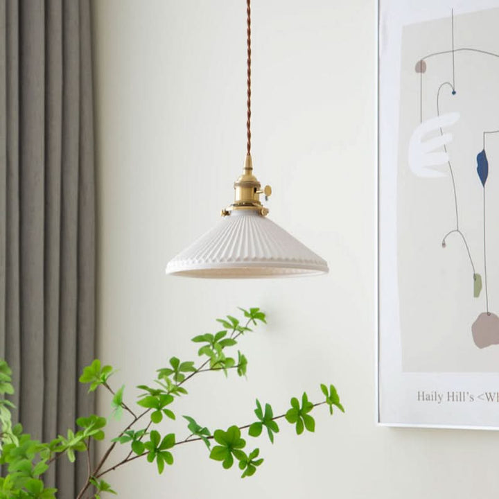 BowLift | Scandinavian White Ceramic Pendant Light