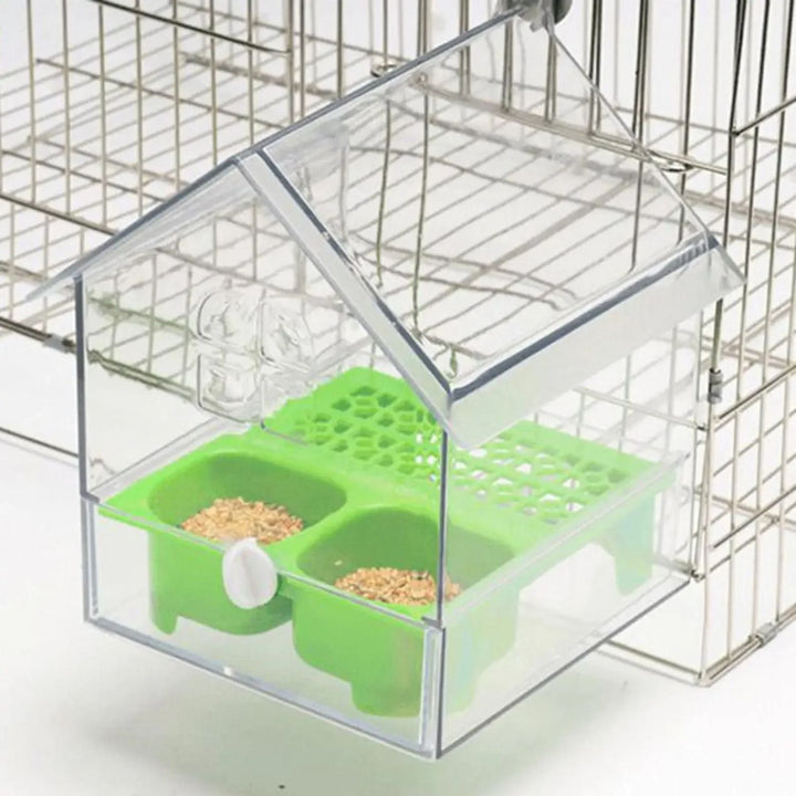 External bird feeder and bathhouse – space-saving anti-spill feeding solution | Bowlift
