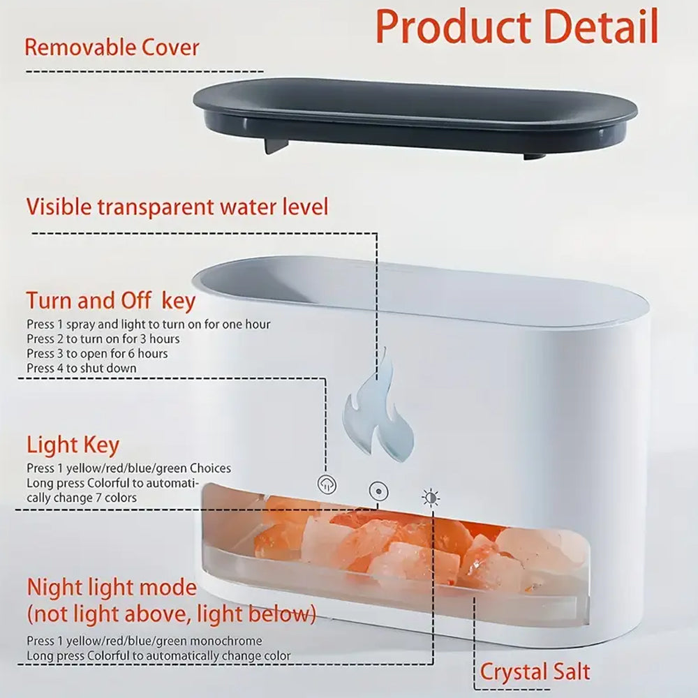 Vulkan Air Humidifier & Aroma Diffuser 240 ml with Crystal Salt | Bowlift
