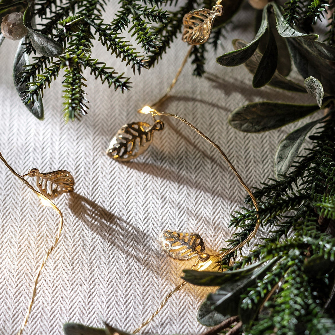 BowLift | Christmas Decorations Gold Leaf String Lights
