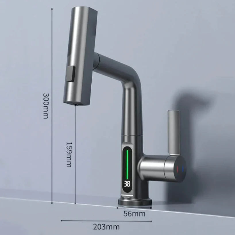 Pull-out kitchen faucet with LED & 5 spray modes | Bowlift