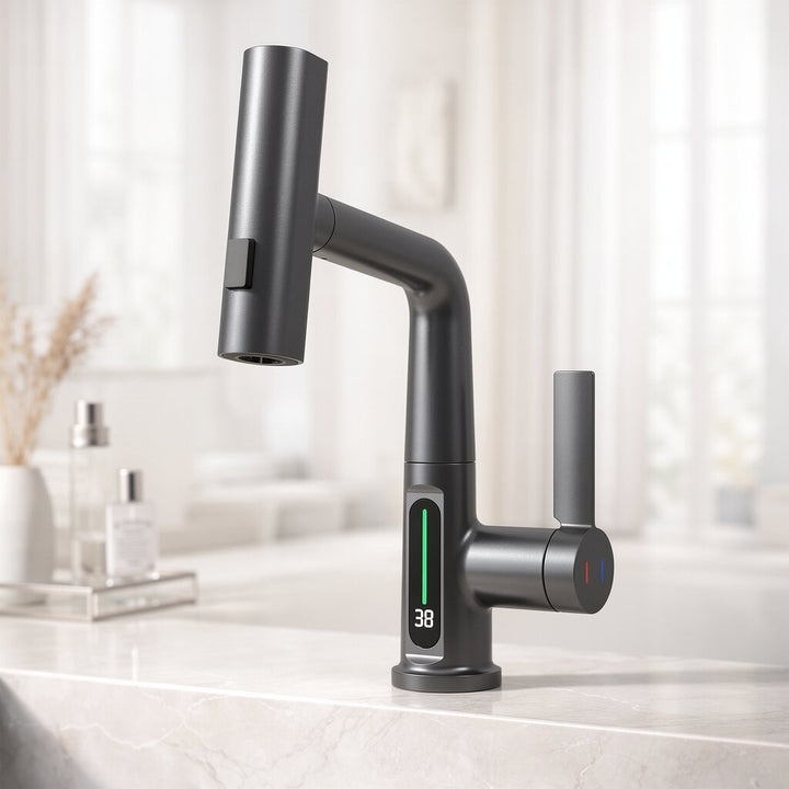 Pull-out kitchen faucet with LED & 5 spray modes | Bowlift