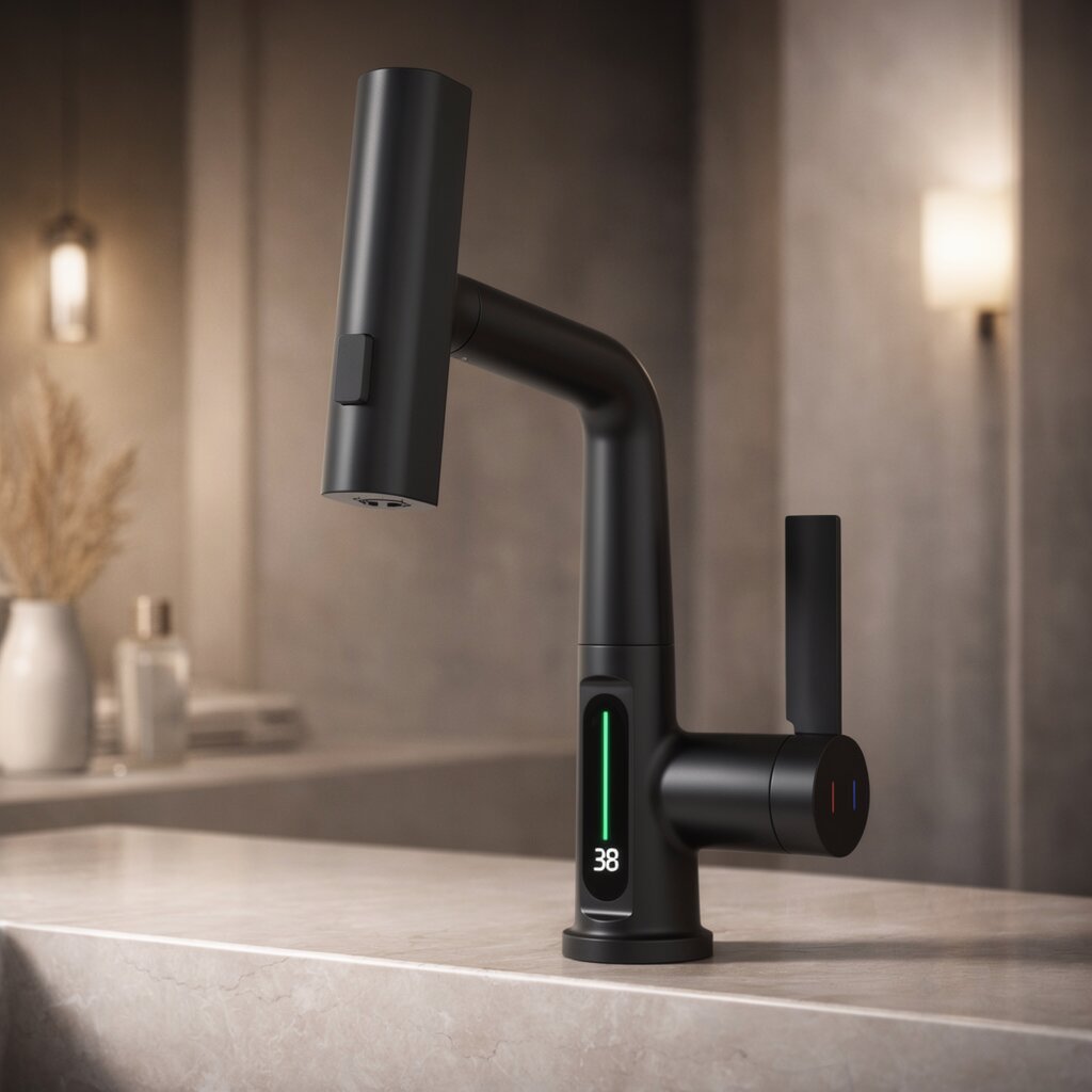 Pull-out kitchen faucet with LED & 5 spray modes | Bowlift