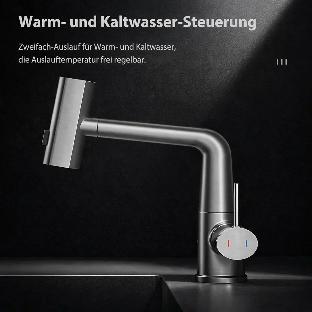 Pull-out kitchen faucet with LED & 5 spray modes | Bowlift