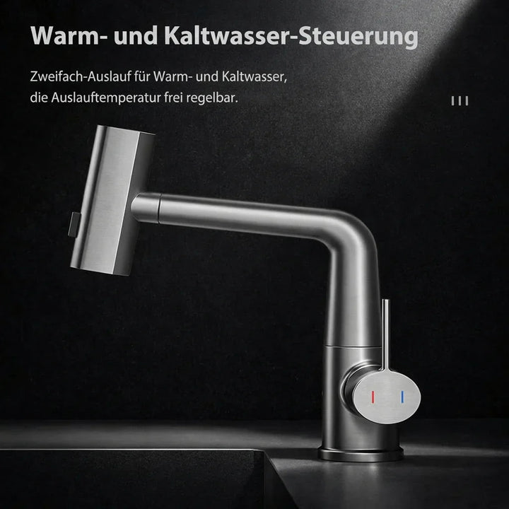 Pull-out kitchen faucet with LED & 5 spray modes | Bowlift