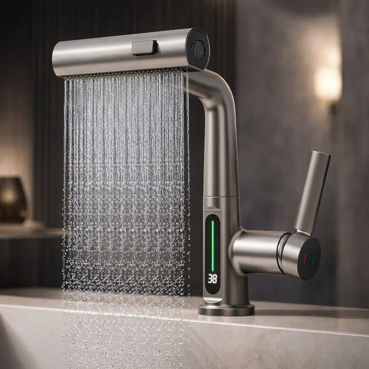 Pull-out kitchen faucet with LED & 5 spray modes | Bowlift