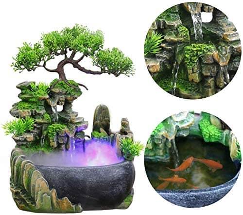 BowLift | ZenFlow Indoor Tabletop Fountain – LED Light Water Feature for Home, Office & Relaxation Décor