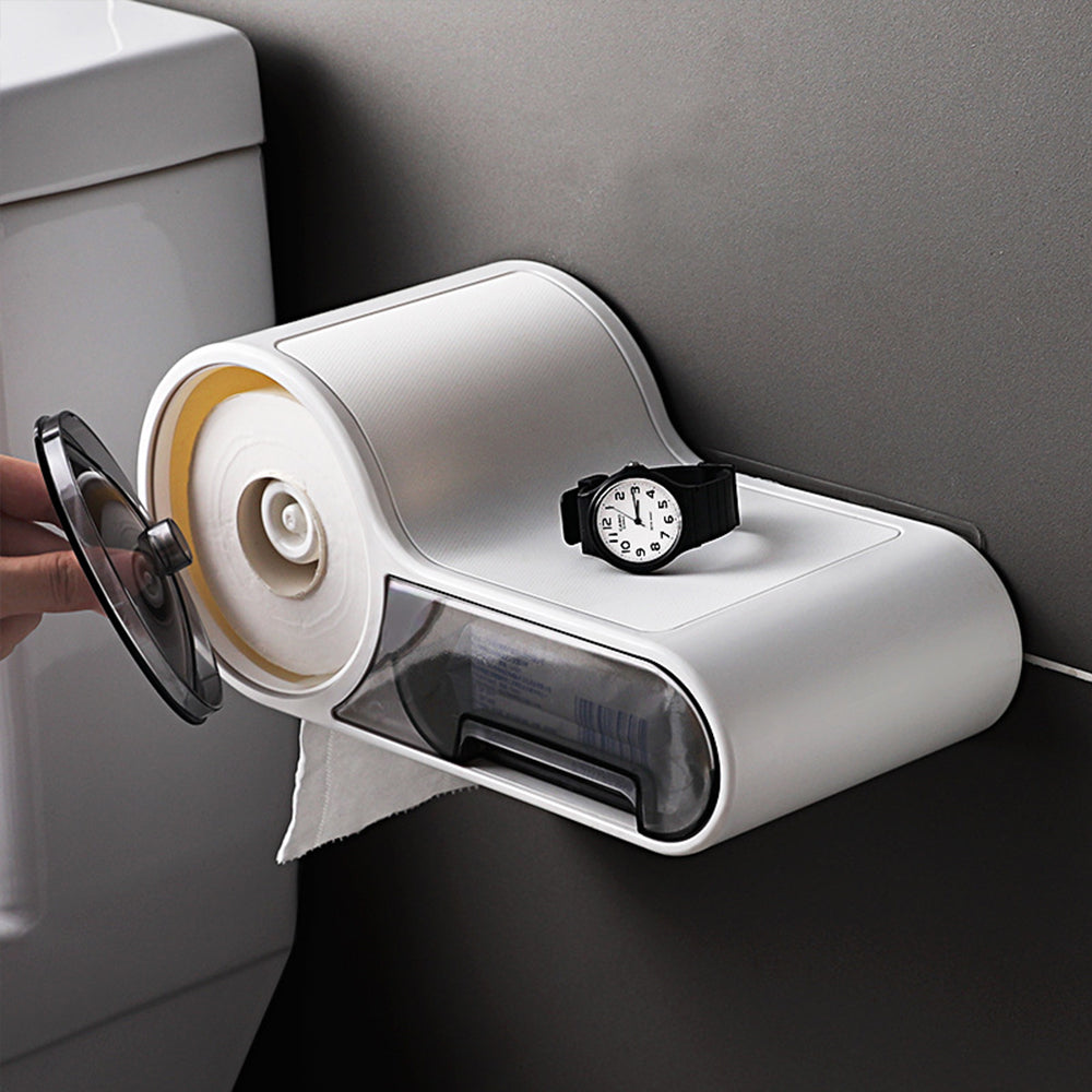 BowLift | Toilet Roll Holder with Waterproof Wall Shelf