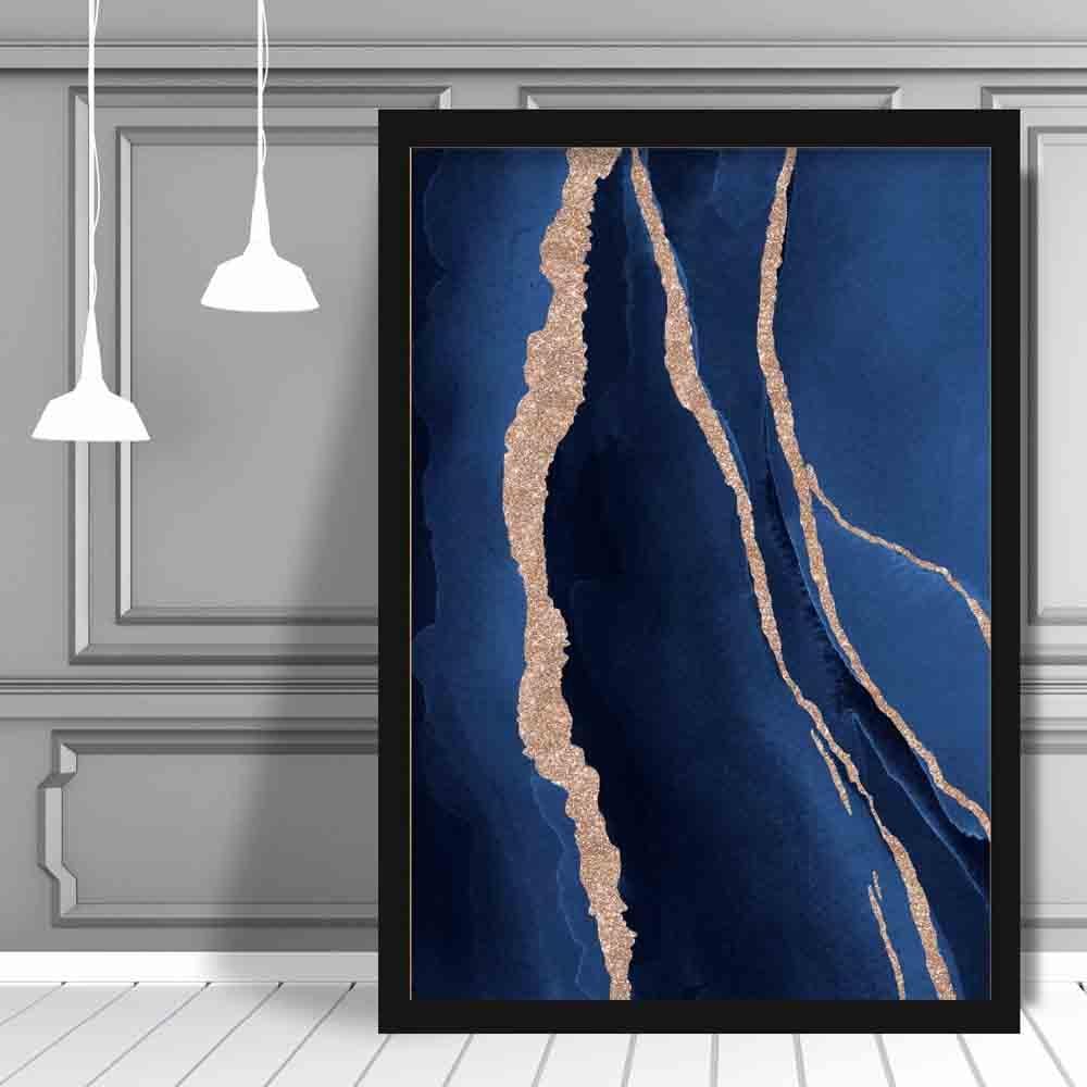 Abstract Marine Blue and Gold Art Print No. 1 | Bowlift