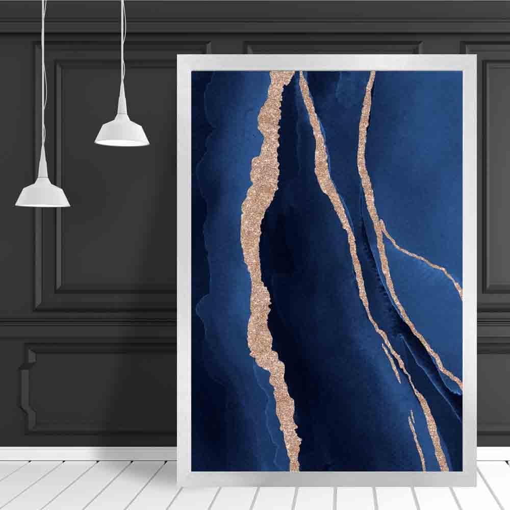 Abstract Marine Blue and Gold Art Print No. 1 | Bowlift