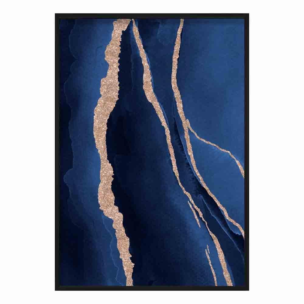 Abstract Marine Blue and Gold Art Print No. 1 | Bowlift