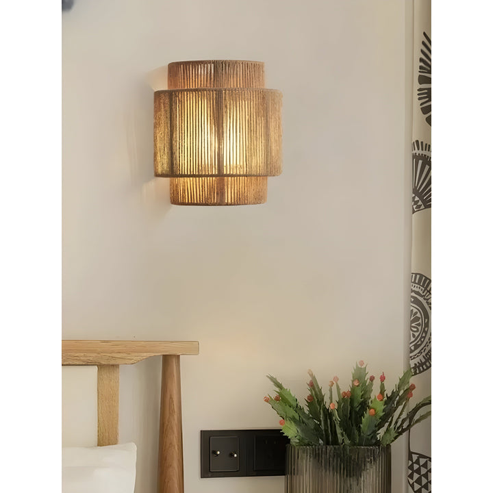 BowLift | WeaveGlow Contemporary Rattan Woven Wall Lamp