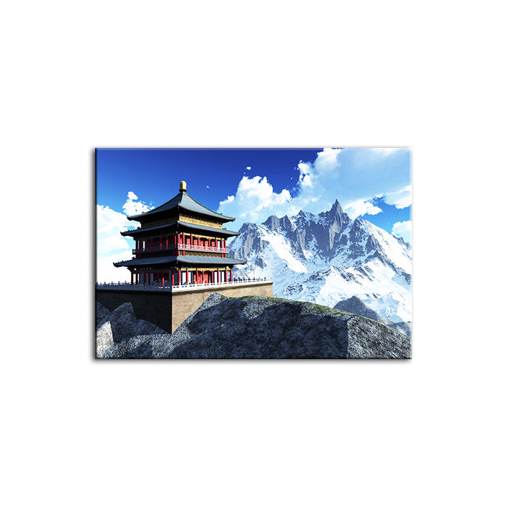Temple In The Mountains - Canvas Wall Art Painting | Bowlift