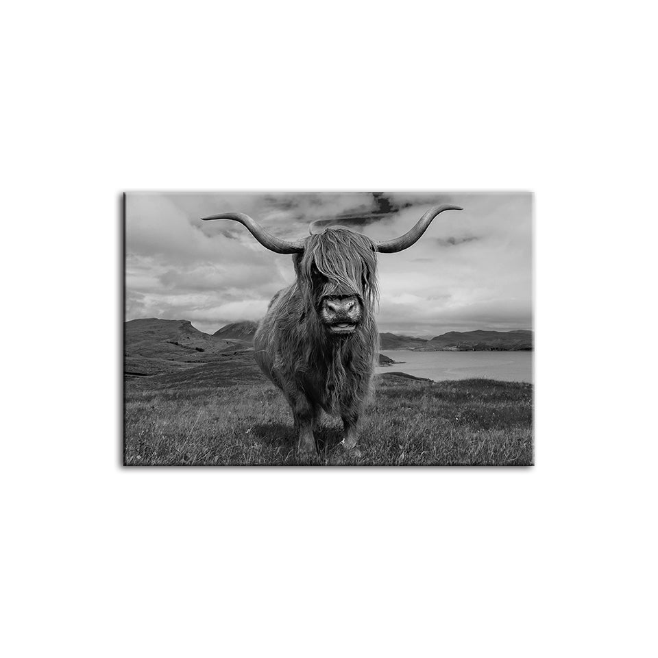 Black And White Cow - Canvas Wall Art Painting | Bowlift