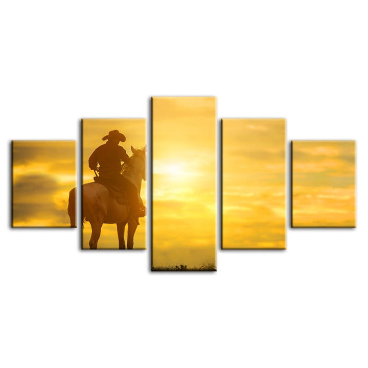 5 Piece A Cowboy And His Steed - Canvas Wall Art Painting | Bowlift