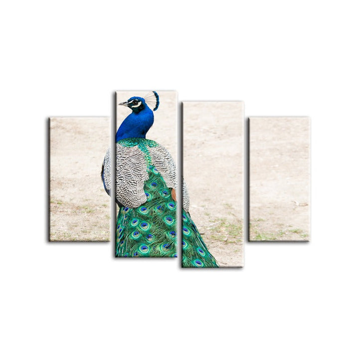 4 Piece Skirted Elegant Peacock - Canvas Wall Art Painting | Bowlift