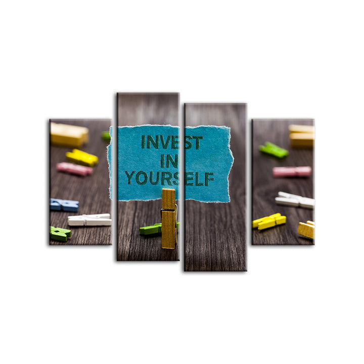 Invest In Yourself 4 Piece - Canvas Wall Art Painting | Bowlift