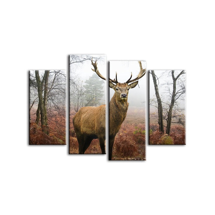 4 Piece Misty Fall Deer - Canvas Wall Art Painting | Bowlift