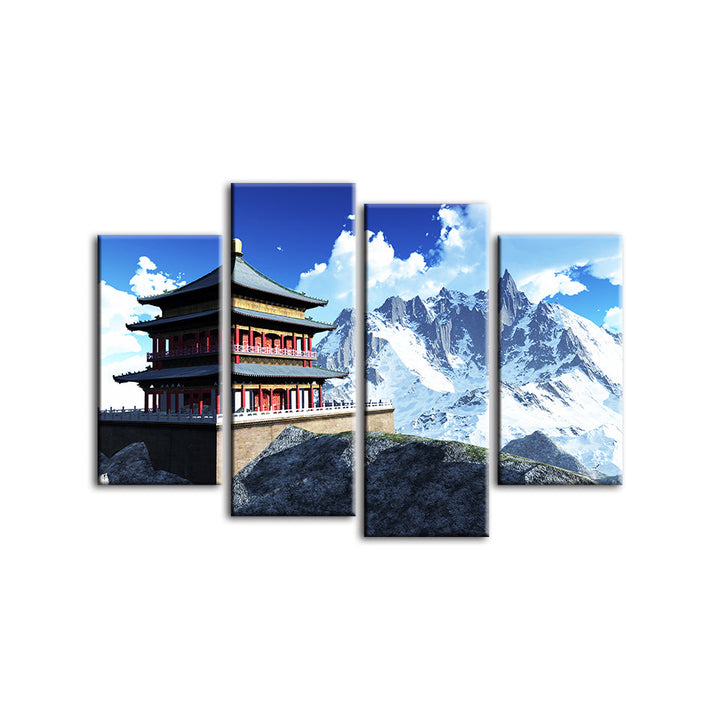 Temple In The Mountains 4 Piece - Canvas Wall Art Painting | Bowlift