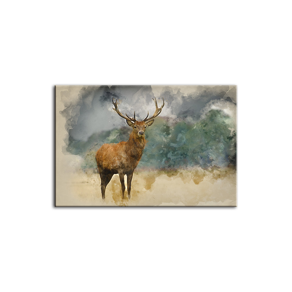 Watercolor Plains Deer - Canvas Wall Art Painting | Bowlift