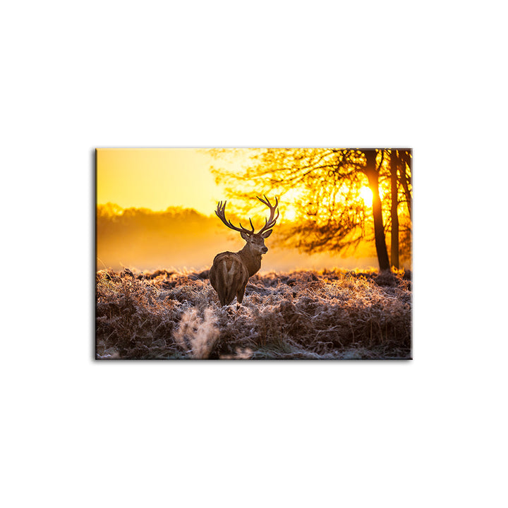 Winter Deer at Dawn - Canvas Wall Art Painting | Bowlift