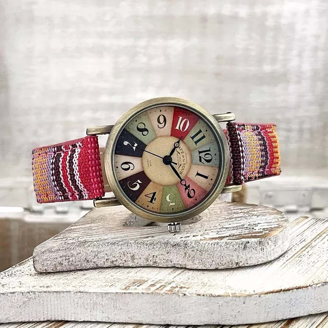 BowLift | Wise Retro Watch with Denim Canvas Strap – Unisex Vintage Style Wristwatch