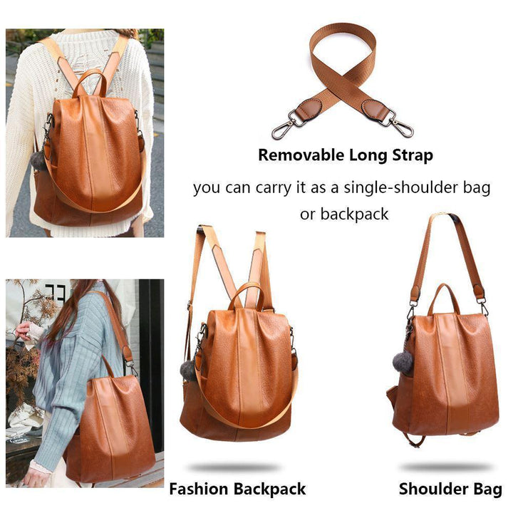 BowLift | Women's Anti-theft Leather Backpack