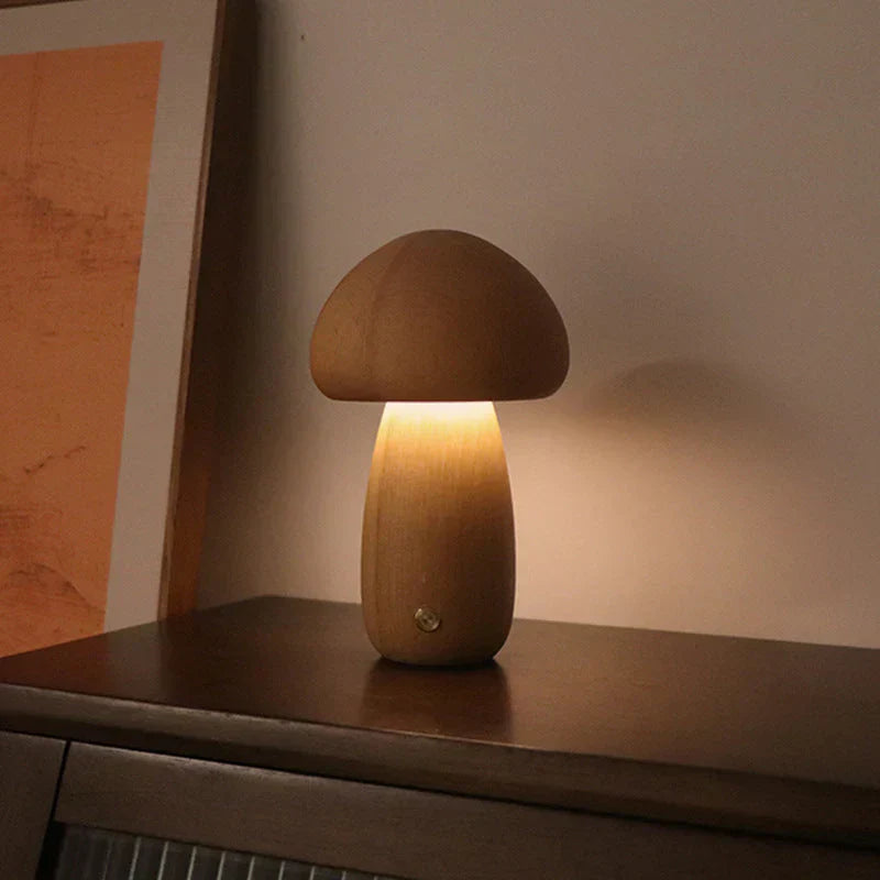 BowLift | Wooden Mushroom LED Night Light - GlowShroom
