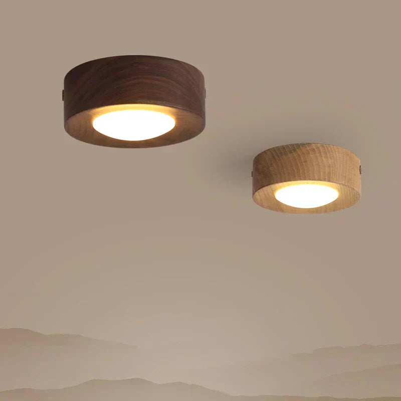 BowLift | WoodenGlow - Walnut Ceiling Lamp with LED Spotlight