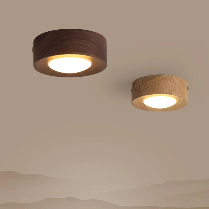BowLift | WoodenGlow - Walnut Ceiling Lamp with LED Spotlight
