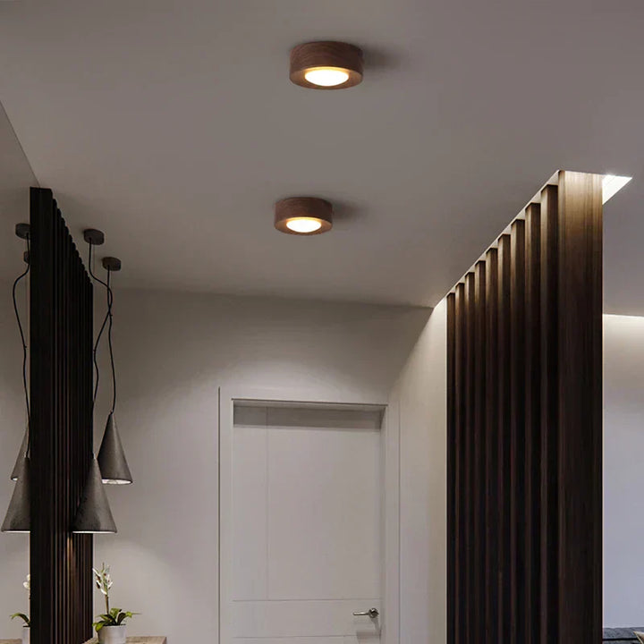 BowLift | WoodenGlow - Walnut Ceiling Lamp with LED Spotlight
