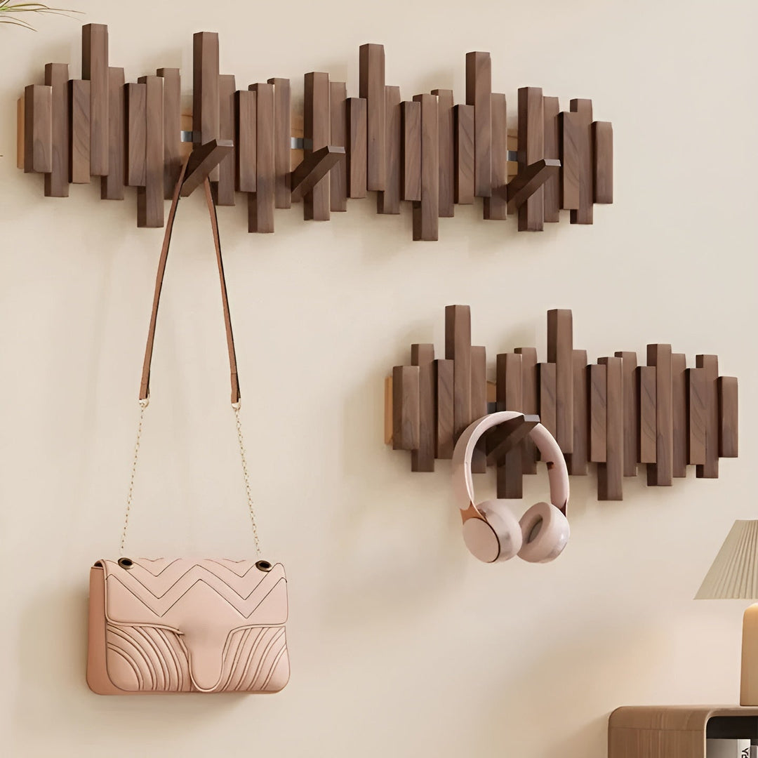 Stylish wooden wardrobe – FlexiBowlifte magnetic hooks for more organization | Ideal for bedroom | Bowlift