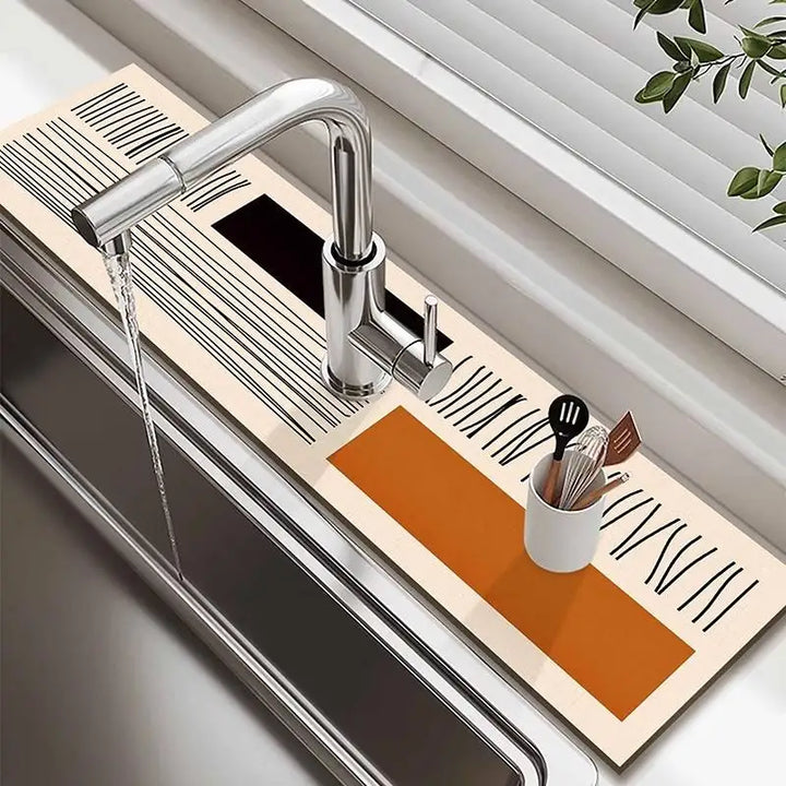 Wraparound Sink Splash Guard Drip Catcher Pad Water Absorbent Mat | Bowlift