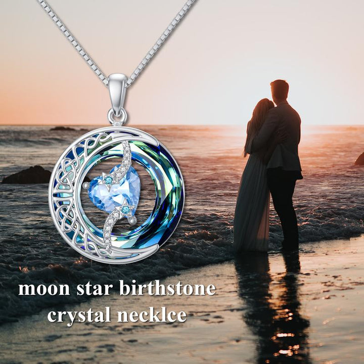 BowLift | Lunara | 18K Gold Plated Birthstone Necklace Moonstar Design
