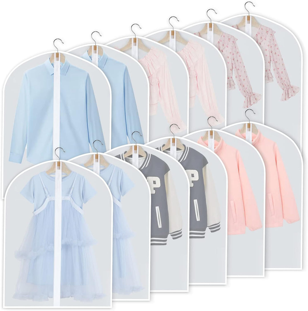 BowLift | PEVA Garment Cover Set – 12-Pack Hanging Clothes Bags in 3 Sizes (Buy 1, Get 1 FREE)