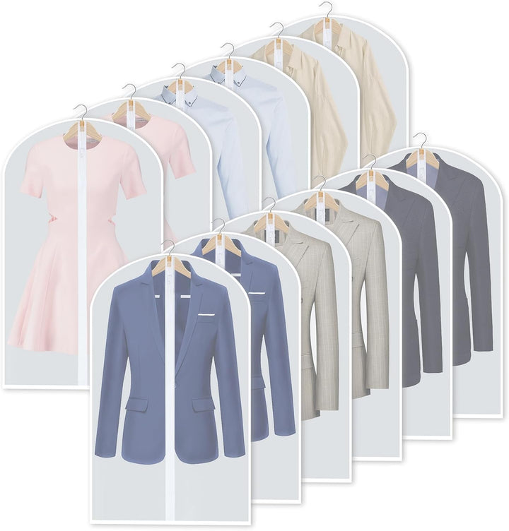 BowLift | PEVA Garment Cover Set – 12-Pack Hanging Clothes Bags in 3 Sizes (Buy 1, Get 1 FREE)