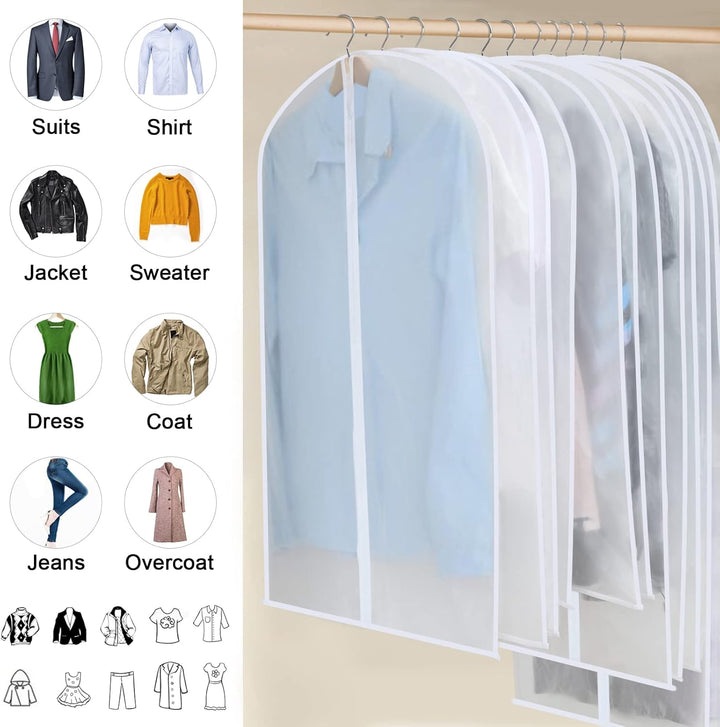PEVA Garment Cover Set – 24-Pack Hanging Garment Covers in 3 Sizes | Bowlift