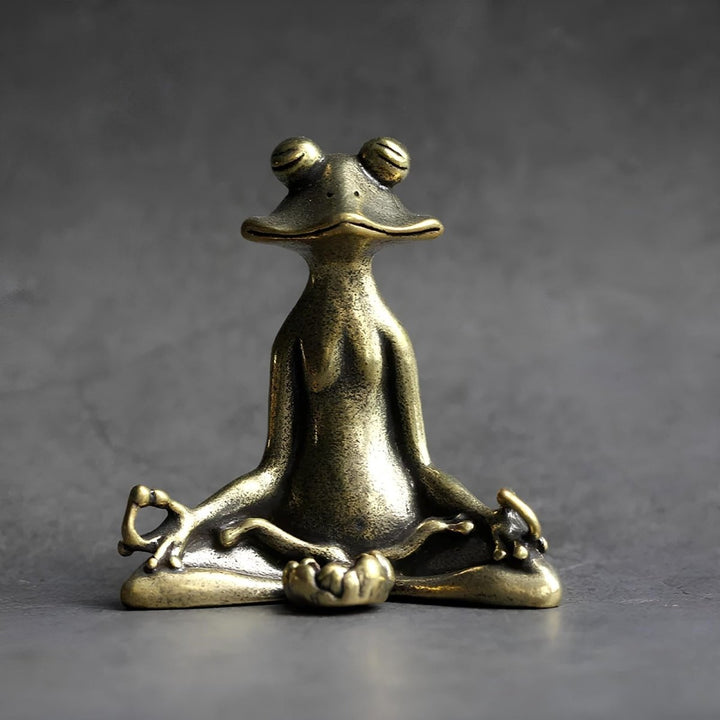 BowLift | Zenora Brass Meditating Frog Incense Holder | Handcrafted solid brass décor piece for mindful living and relaxation