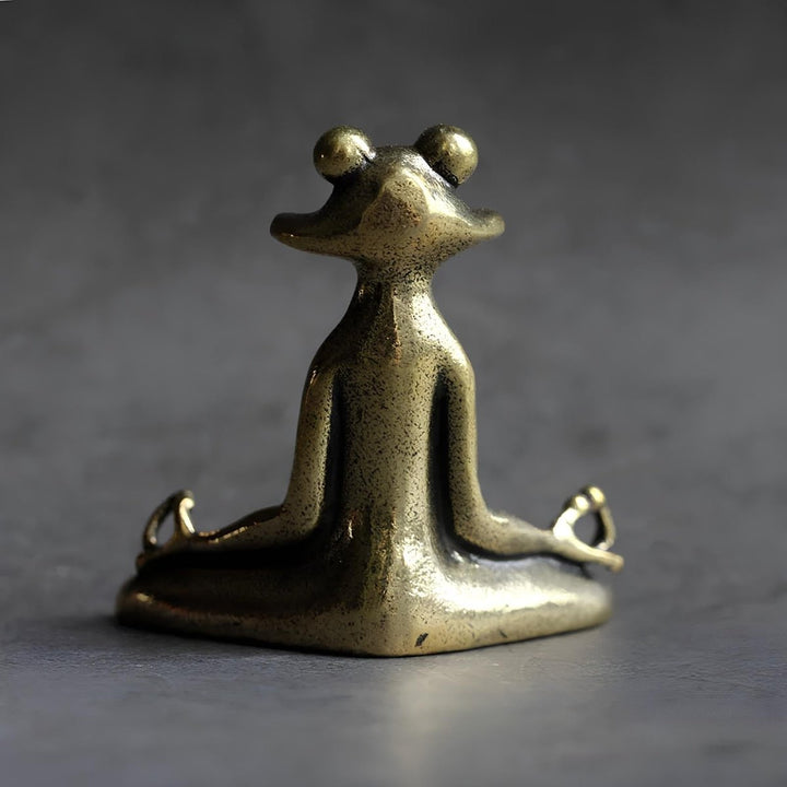 BowLift | Zenora Brass Meditating Frog Incense Holder | Handcrafted solid brass décor piece for mindful living and relaxation